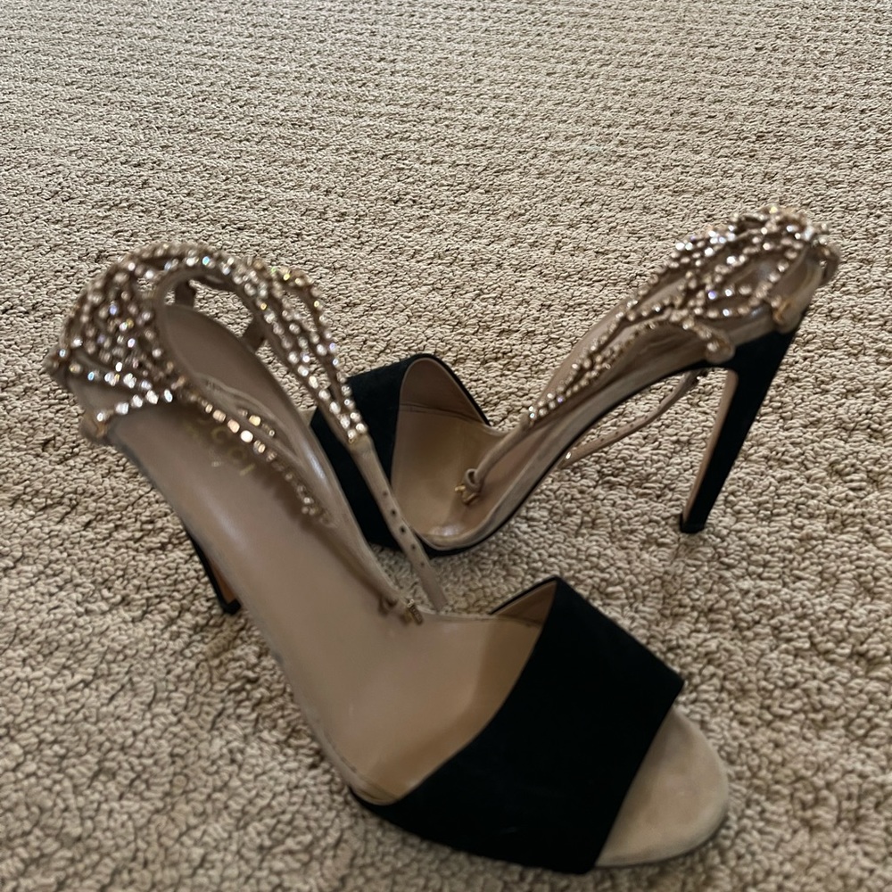 Gucci suede crystal heels 38.5